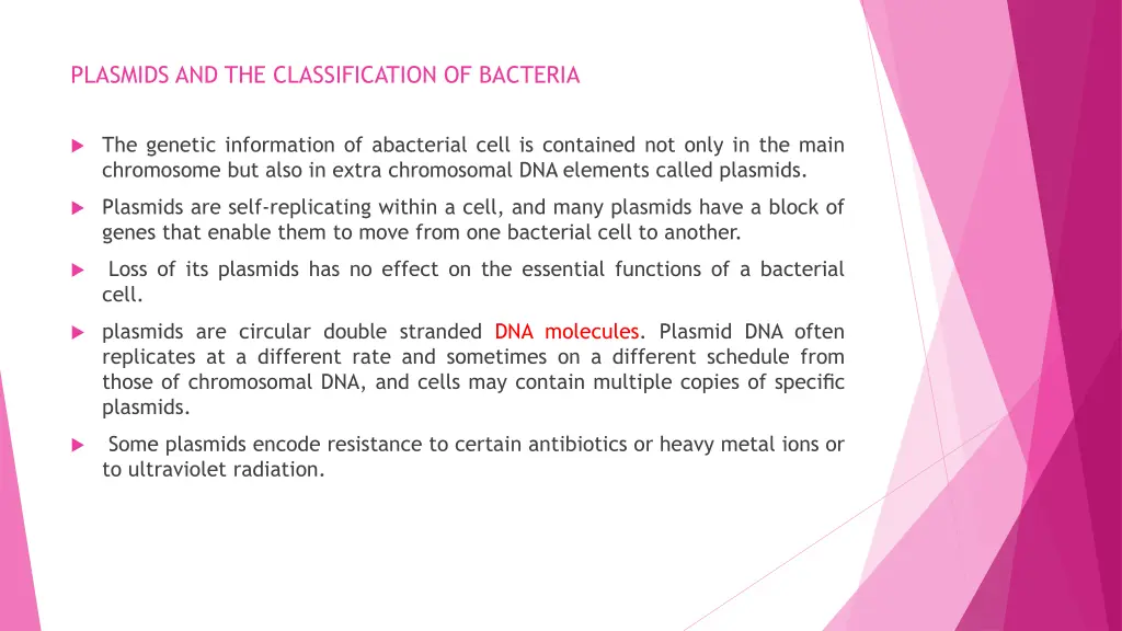 plasmids and the classification of bacteria