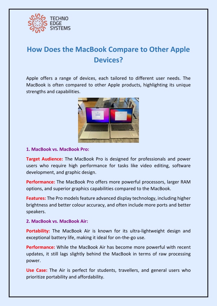 how does the macbook compare to other apple