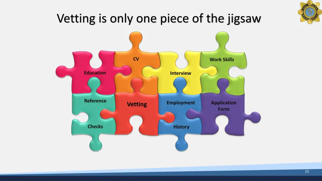 vetting is only one piece of the jigsaw