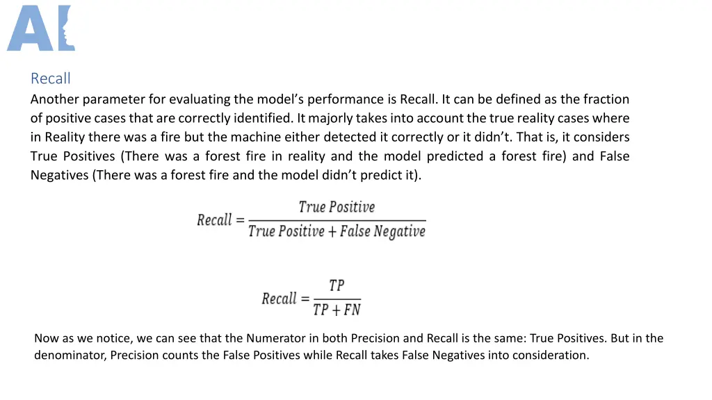 recall another parameter for evaluating the model