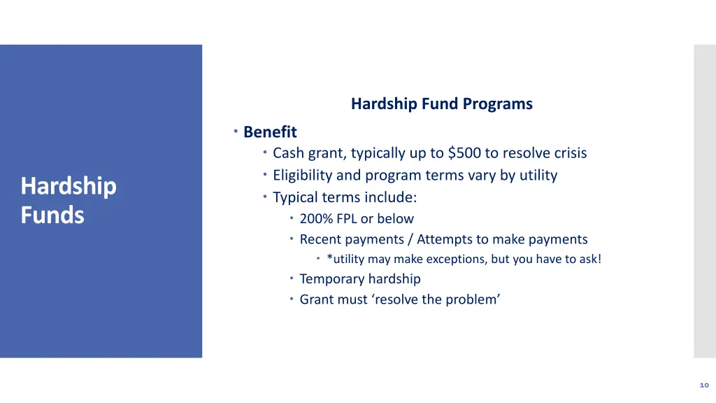 hardship funds