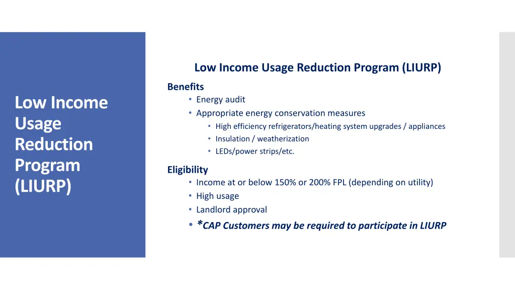 low income usage reduction program liurp