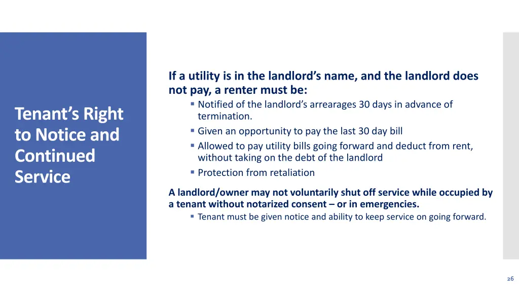 tenant s right to notice and continued service