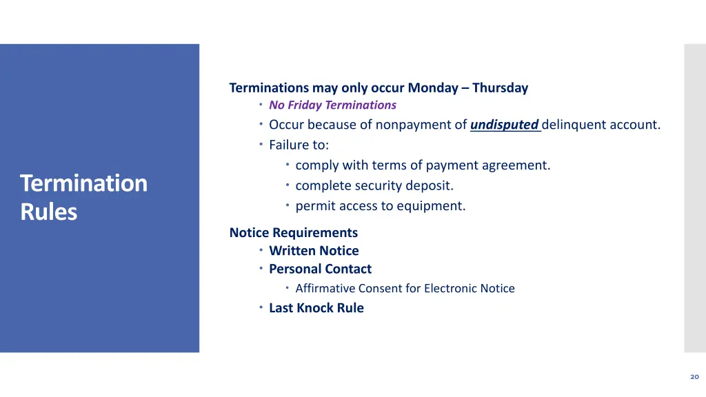 termination rules