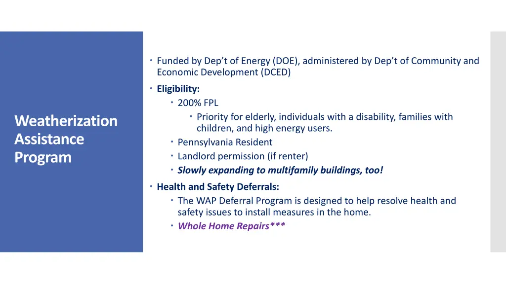 weatherization assistance program