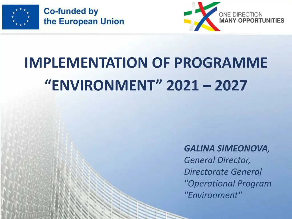 implementation of programme environment 2021 2027