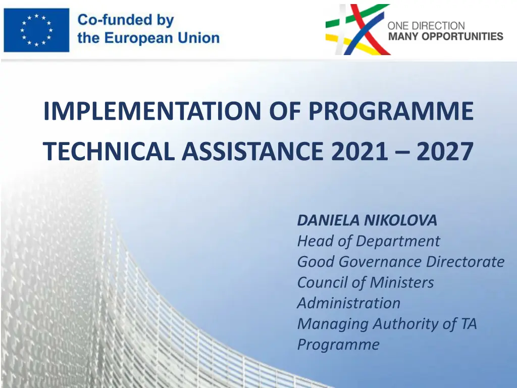 implementation of programme technical assistance