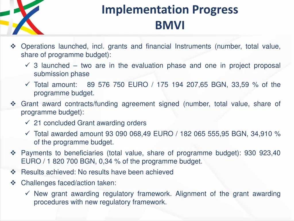 implementation progress bmvi