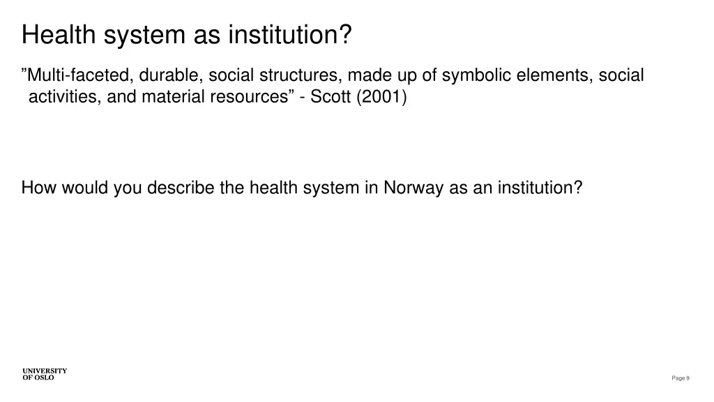 health system as institution