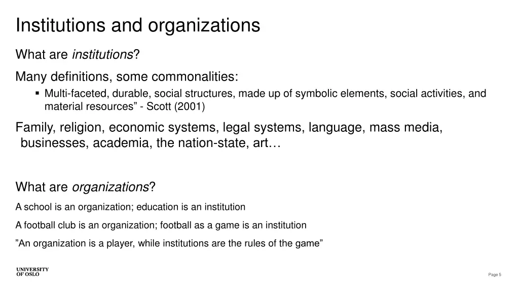 institutions and organizations