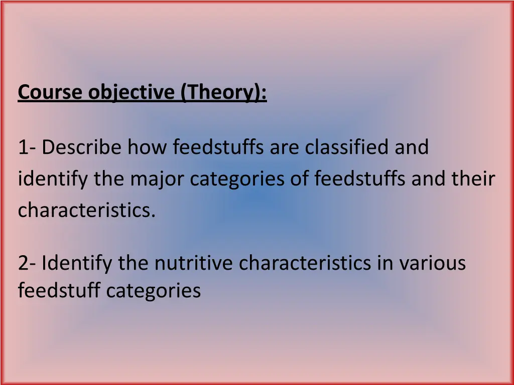 course objective theory