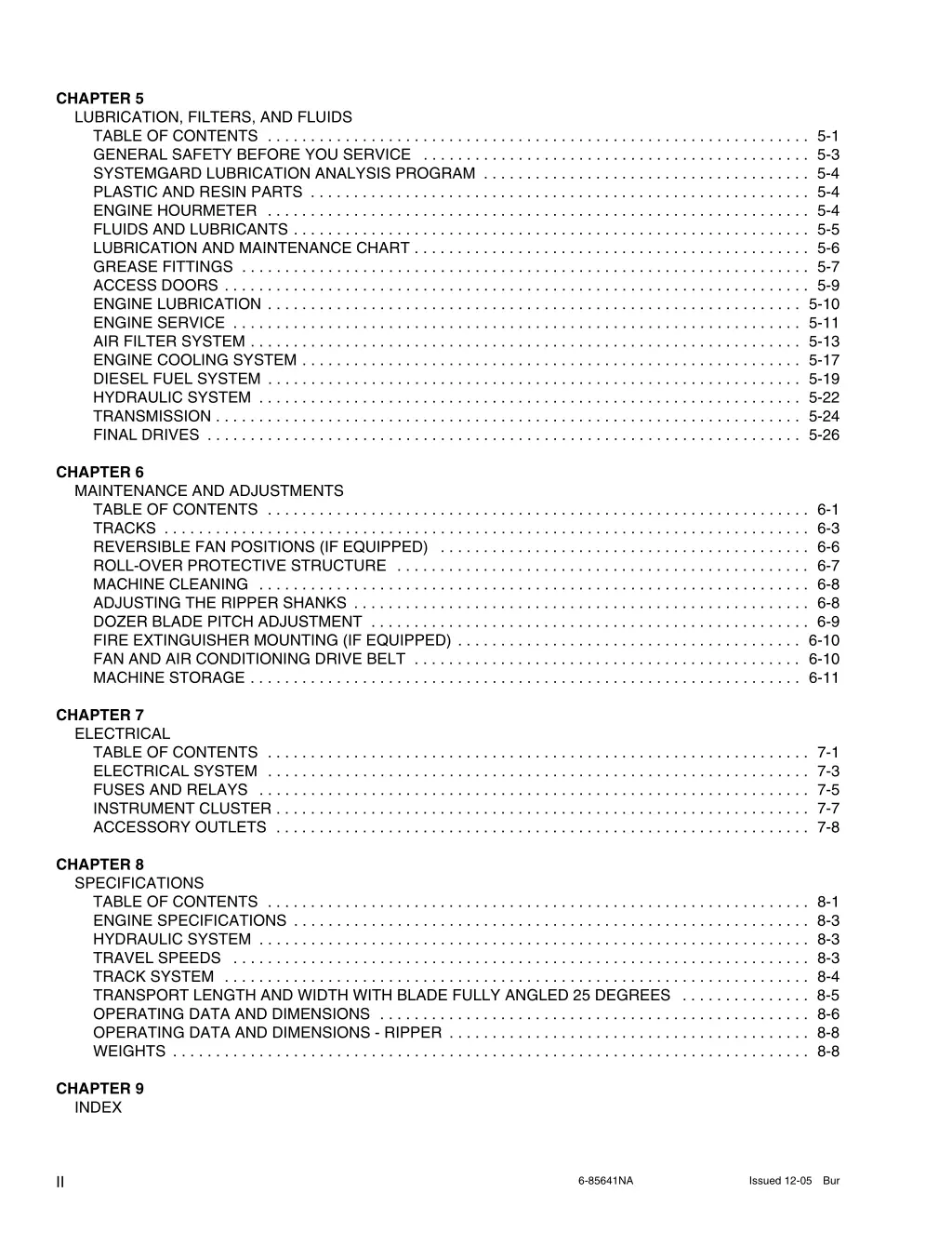 chapter 5 lubrication filters and fluids table