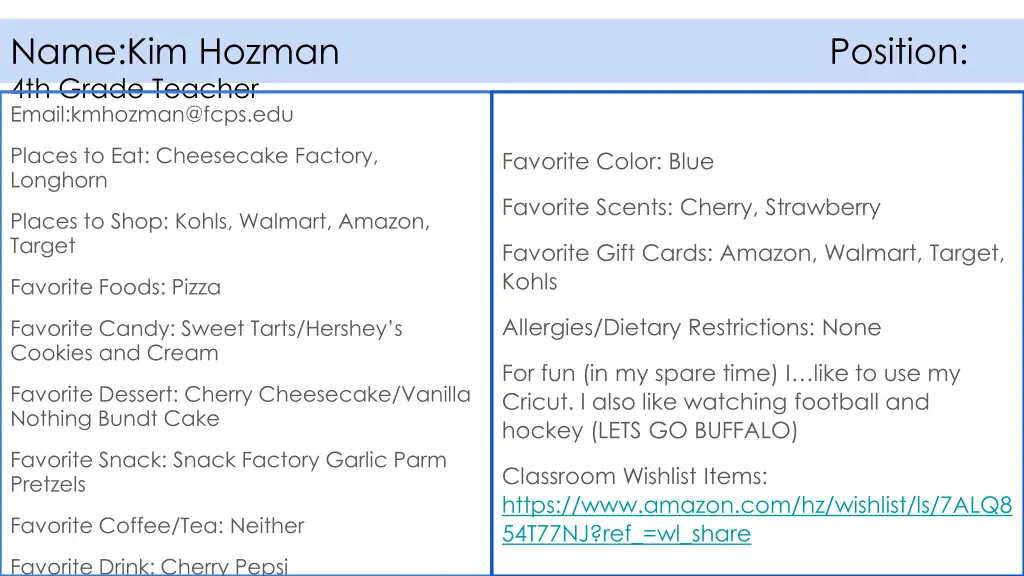 name kim hozman 4th grade teacher email