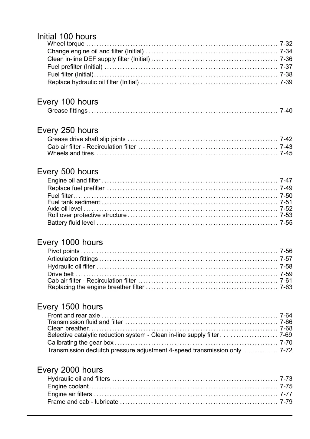 initial 100 hours wheel torque 7 32 change engine