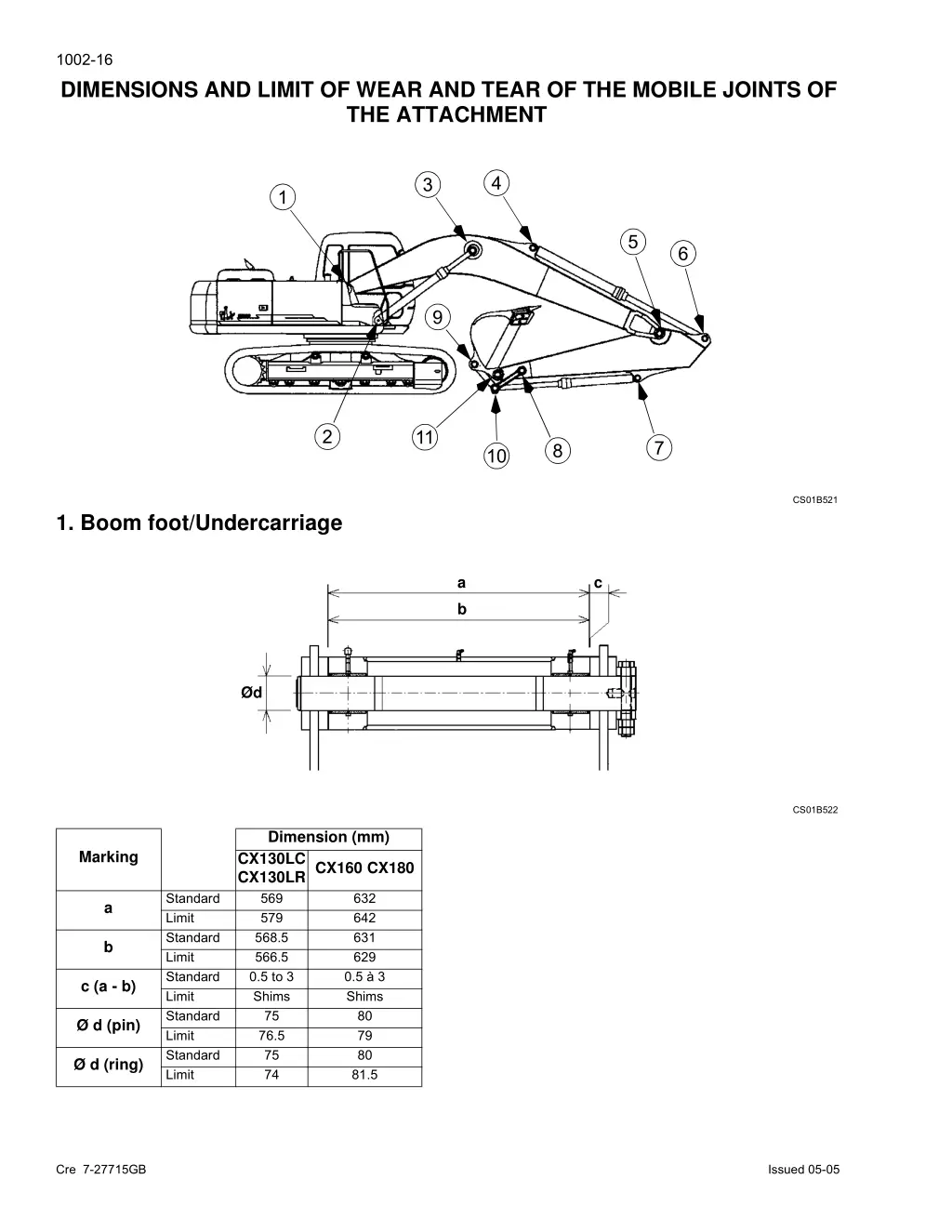 1002 16 dimensions and limit of wear and tear