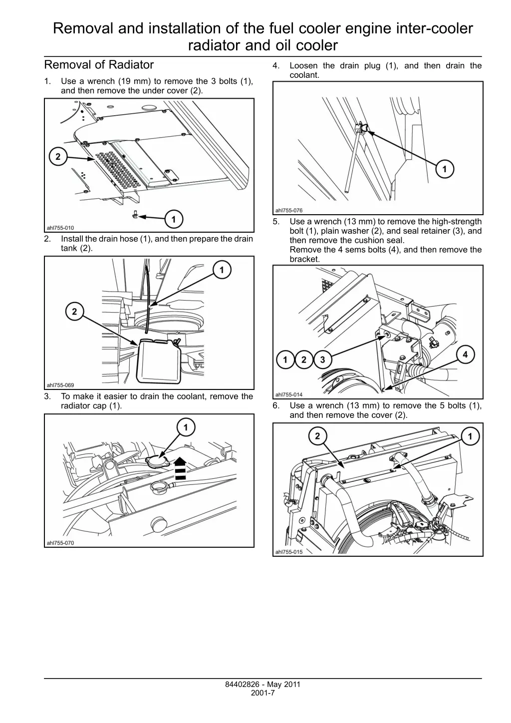 removal and installation of the fuel cooler 4