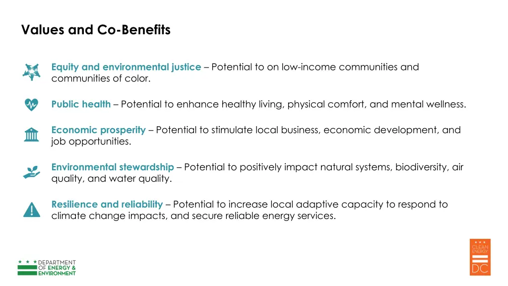 values and co benefits