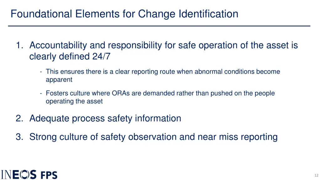 foundational elements for change identification