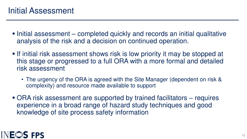 initial assessment