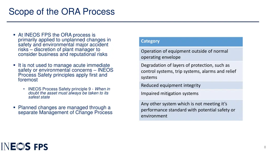 scope of the ora process