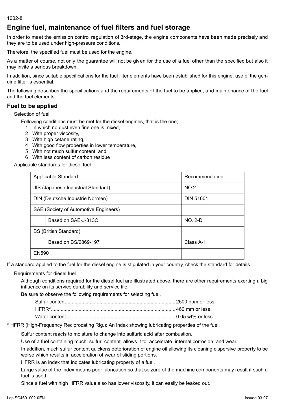 1002 8 engine fuel maintenance of fuel filters