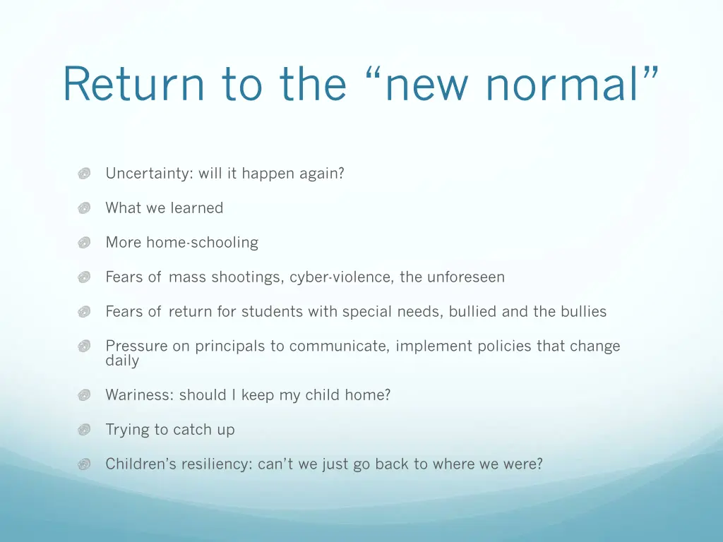 return to the new normal