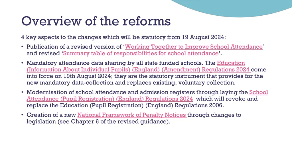 overview of the reforms