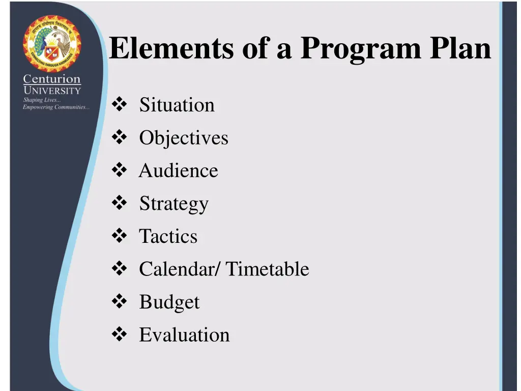 elements of a program plan