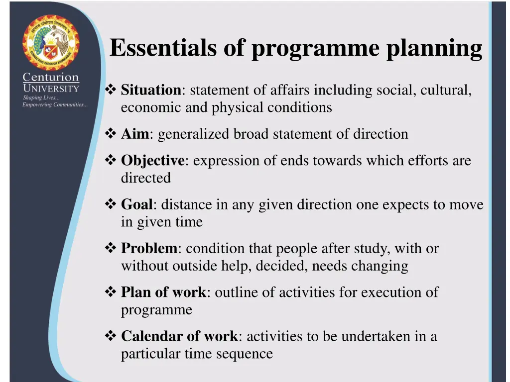 essentials of programme planning