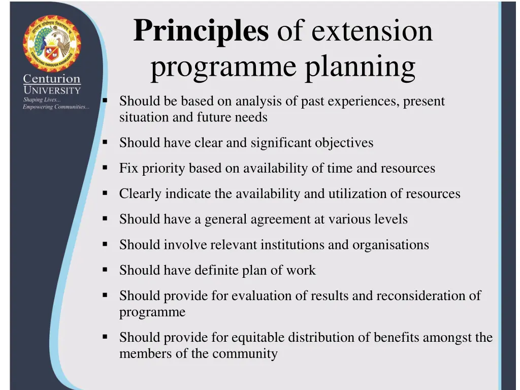 principles of extension programme planning