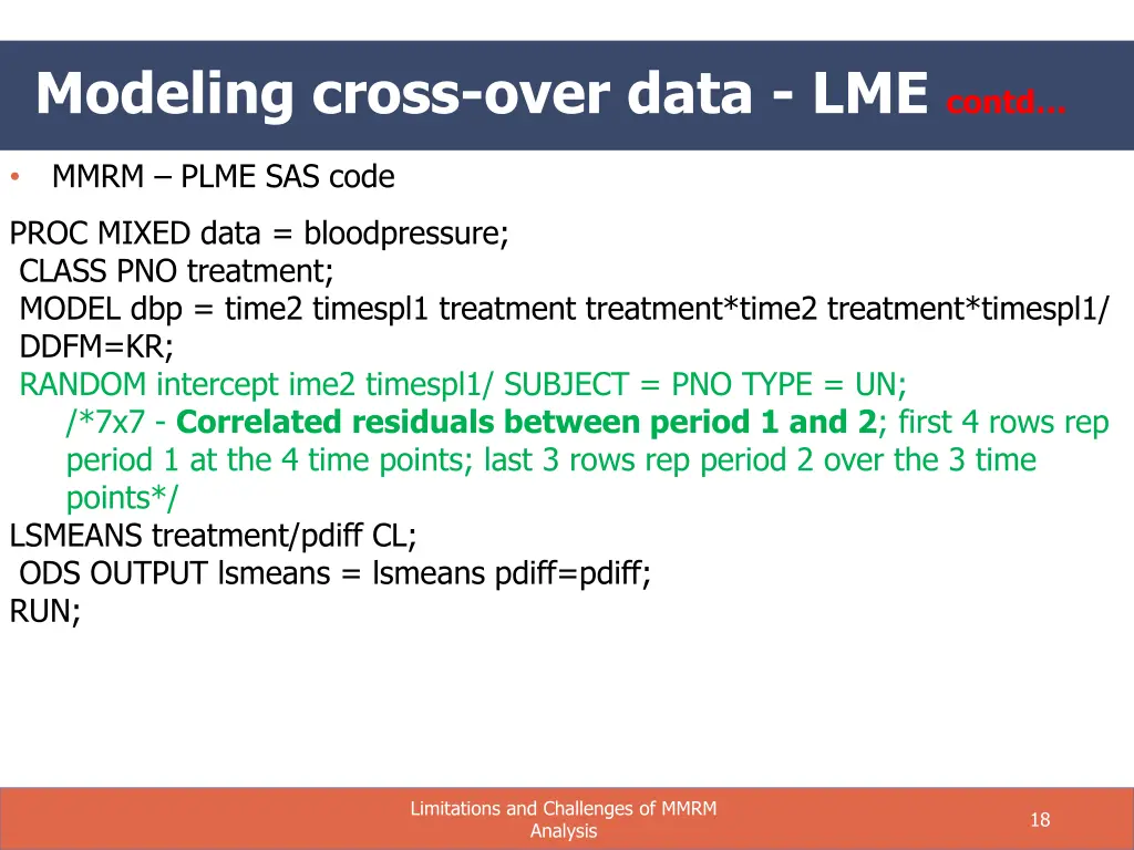 modeling cross over data lme contd 2