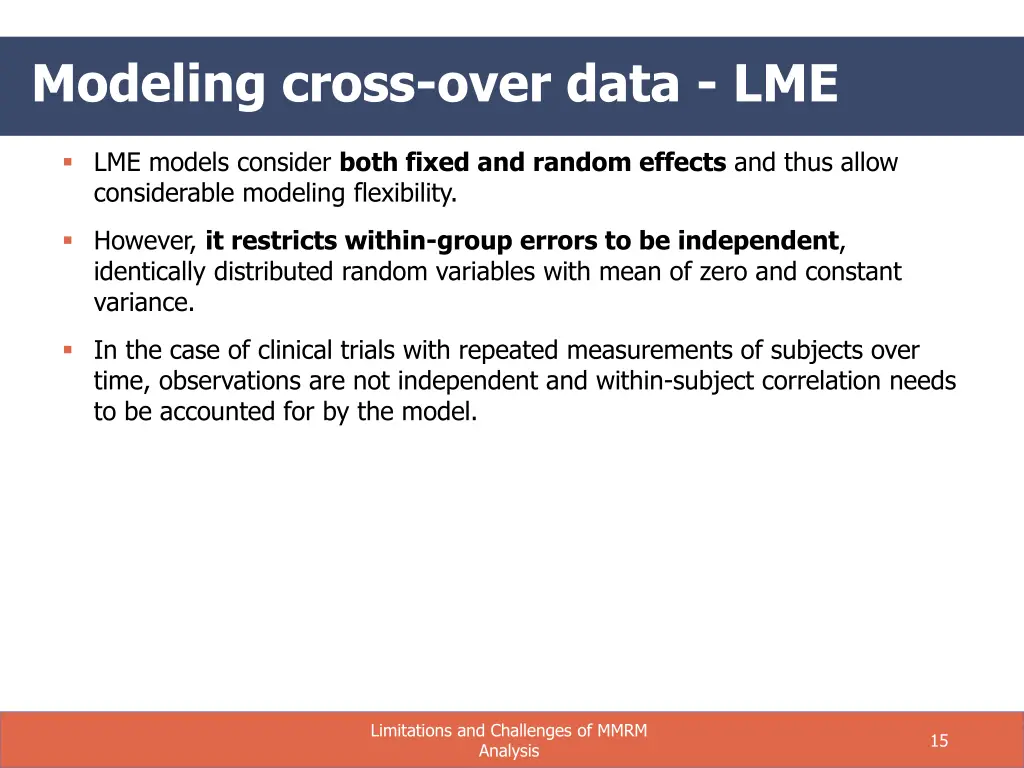 modeling cross over data lme