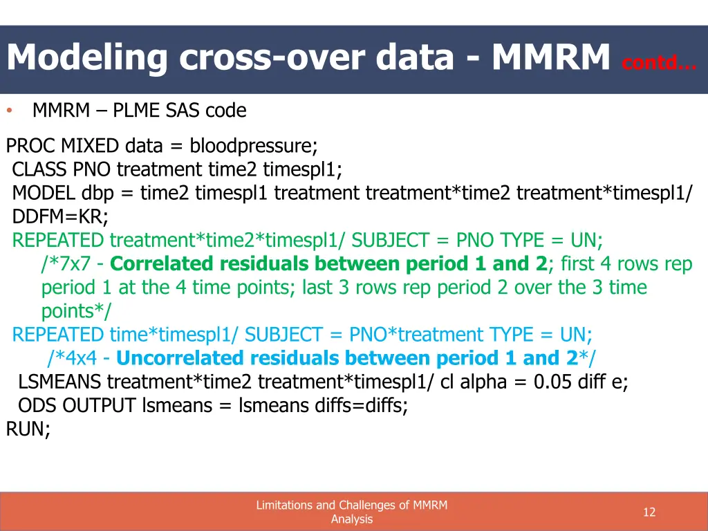 modeling cross over data mmrm contd 1