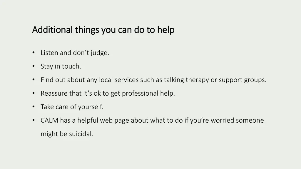 additional things you can do to help additional