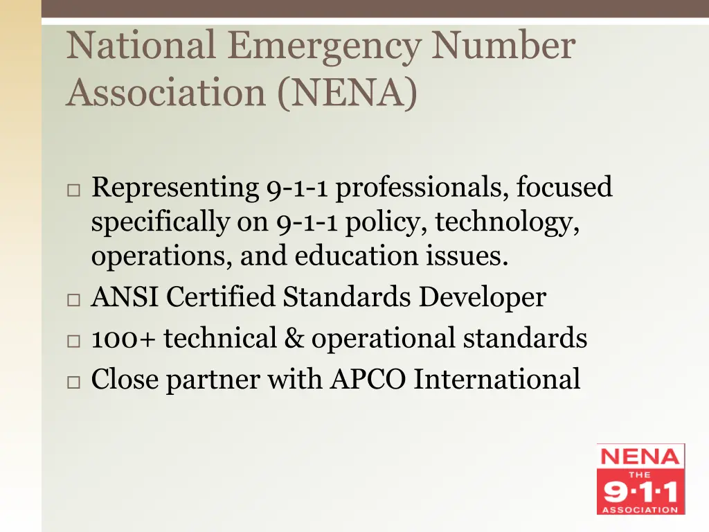 national emergency number association nena