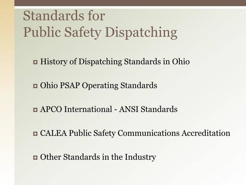 standards for public safety dispatching