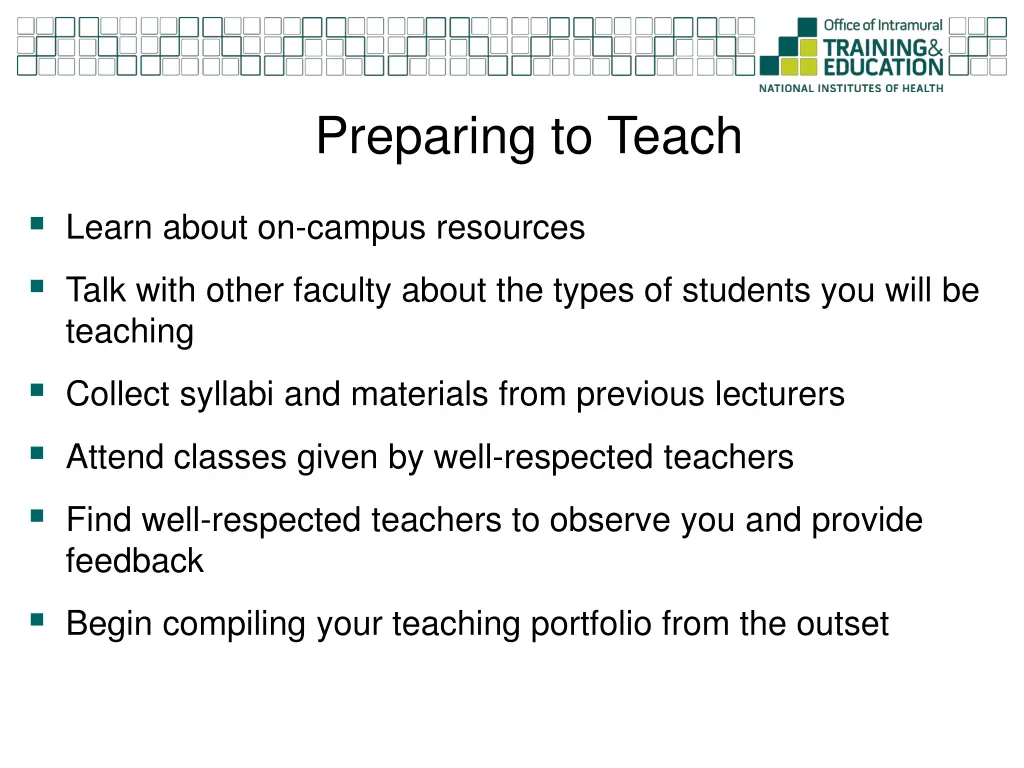 preparing to teach