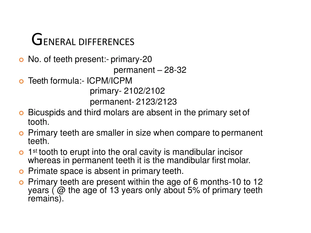 g eneral differences