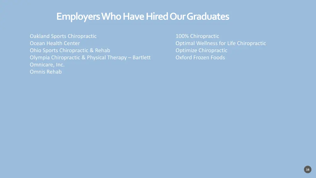 employers who have hired our graduates 14