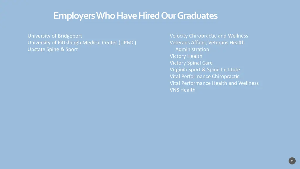 employers who have hired our graduates 19