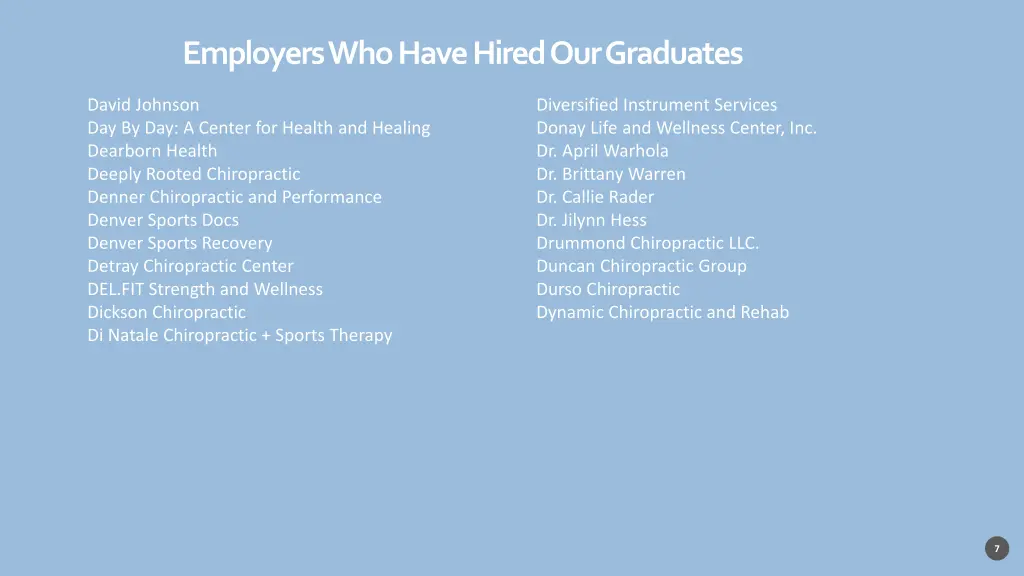 employers who have hired our graduates 5