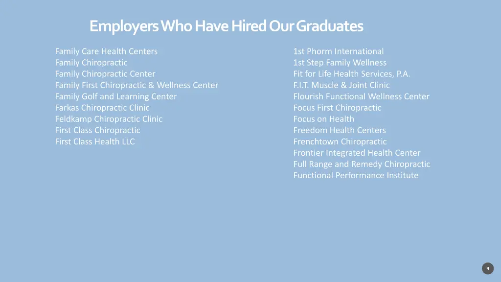 employers who have hired our graduates 7