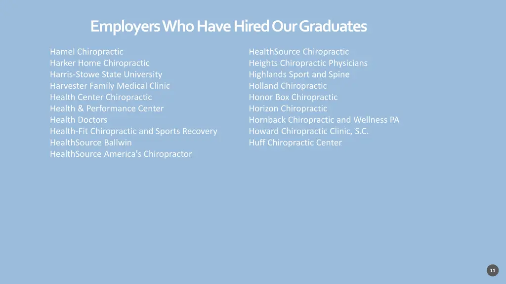 employers who have hired our graduates 9