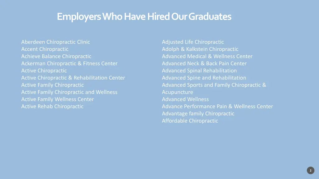 employers who have hired our graduates