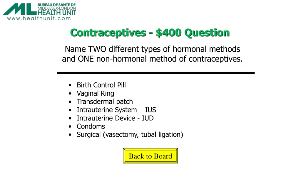 contraceptives 400 question