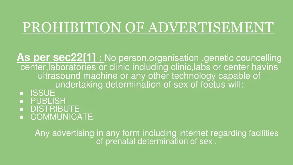 prohibition of advertisement