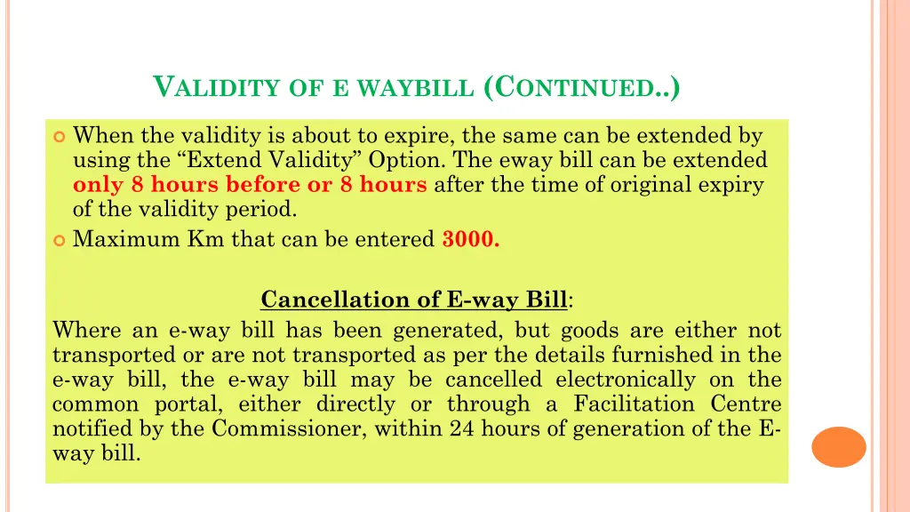 v alidity of e waybill c ontinued