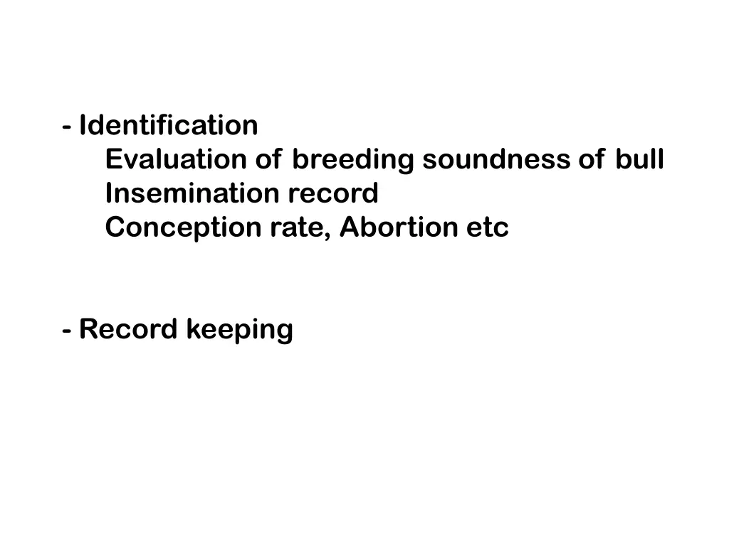 identification evaluation of breeding soundness