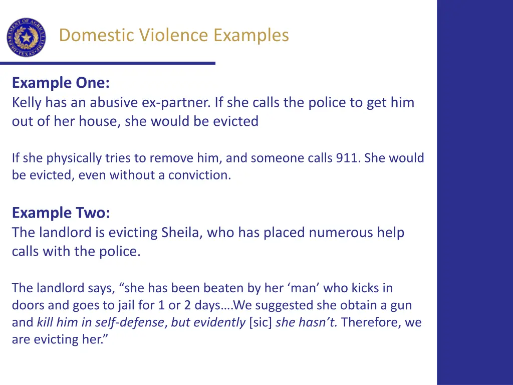 domestic violence examples