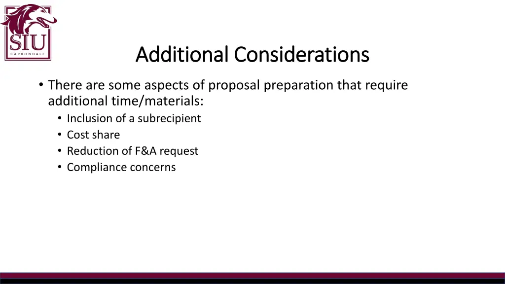 additional considerations additional